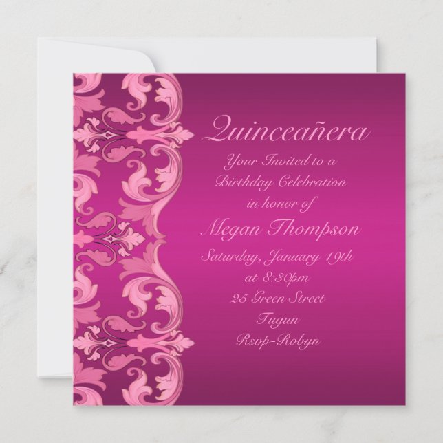 Convite de Aniversário Quinceañera com Redemoinho  (Frente)