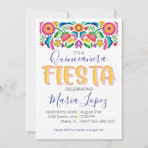 Convite de aniversário Quinceañera Fiesta