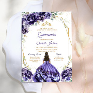 Convite de Aniversário Quinceanera Roxo
