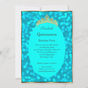 Convite de Aniversário Quinze Anos Azul Turquesa D