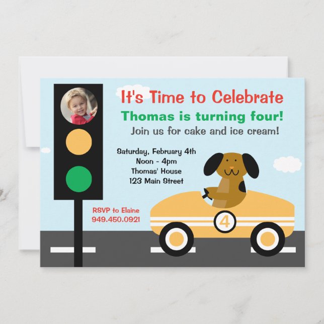 Convite de aniversário Race Car (Frente)