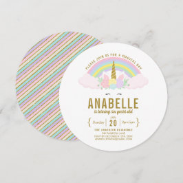 Convite de aniversário Rainbow Glitter Unicorn