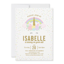 Convite de aniversário Rainbow Glitter Unicorn