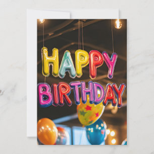 Convite de aniversário Rainbow - Letra Ballons