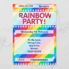 Convite de aniversário Rainbow personalizável