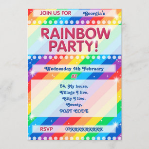 Convite de aniversário Rainbow personalizável