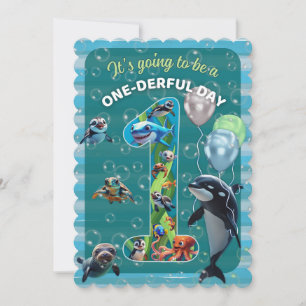 Convite de Aniversário Raso Ondulado One-derful Da