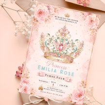 Convite de Aniversário Real Floral Rosa