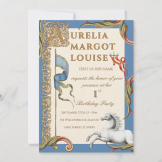 Convite de Aniversário Real Medieval Letra A