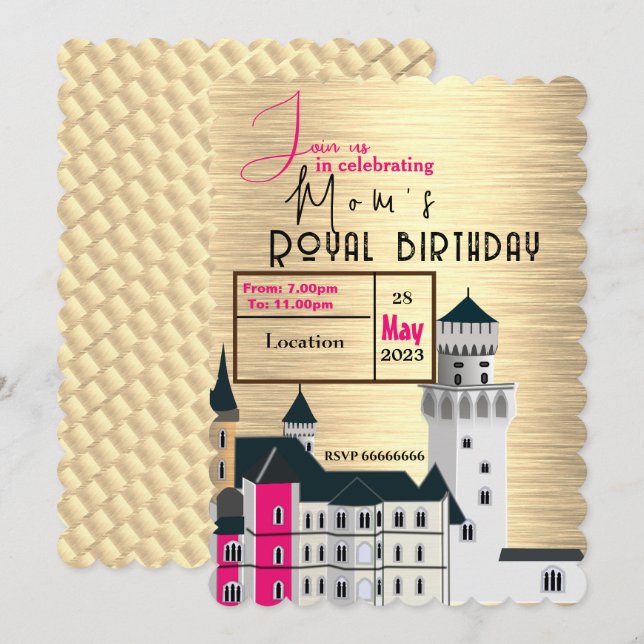 Convite de aniversário real para mães (Frente/Verso)
