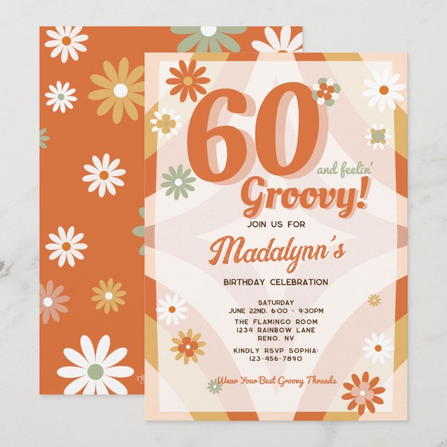 Convite de Aniversário Retro '60 E Me Sentindo Gro (Frente/Verso)