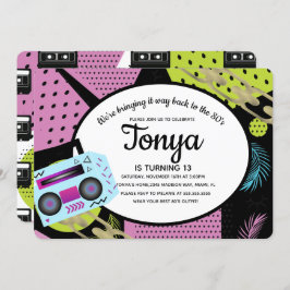 Convite de Aniversário Retro 80s 90s Throw Back