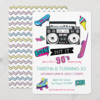 Convite de Aniversário Retro 90