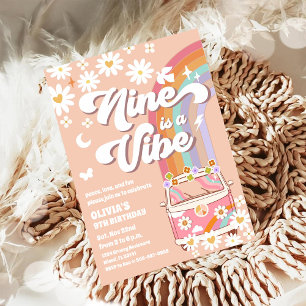 Convite de Aniversário Retro Daisy Rainbow