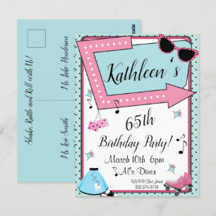 Convite de Aniversário Retro dos Anos 1950 para Qu