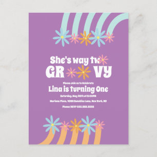 Convite de Aniversário Retro Floral Super Legal Wa