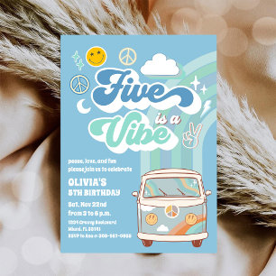 Convite de Aniversário Retro Hippie
