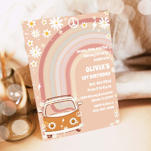 Convite de Aniversário Retro Hippie