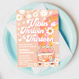 Convite de Aniversário Retro Hippie