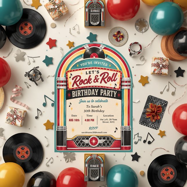 Convite de Aniversário Retro Jukebox (Criador carregado)