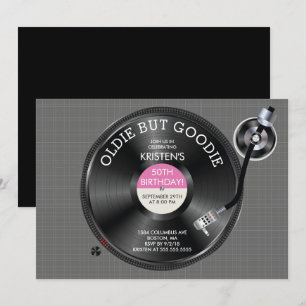 Convite de aniversário Retro Registro Turnável