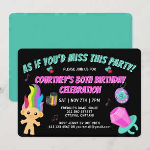 Convite de Aniversário Retrô Totalmente dos Anos 9