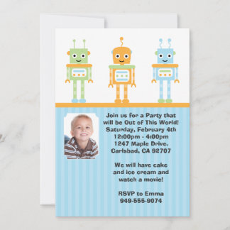Convite de aniversário Robot