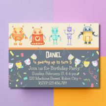 Convite de aniversário Robot
