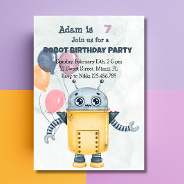 Convite de aniversário Robot