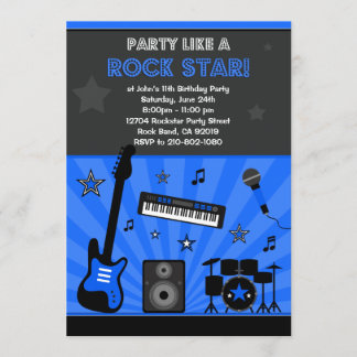 Convite de aniversário Rock Star