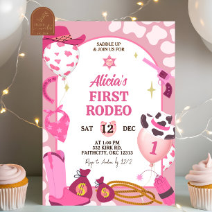 Convite de Aniversário Rodeio Cowboy Rosa
