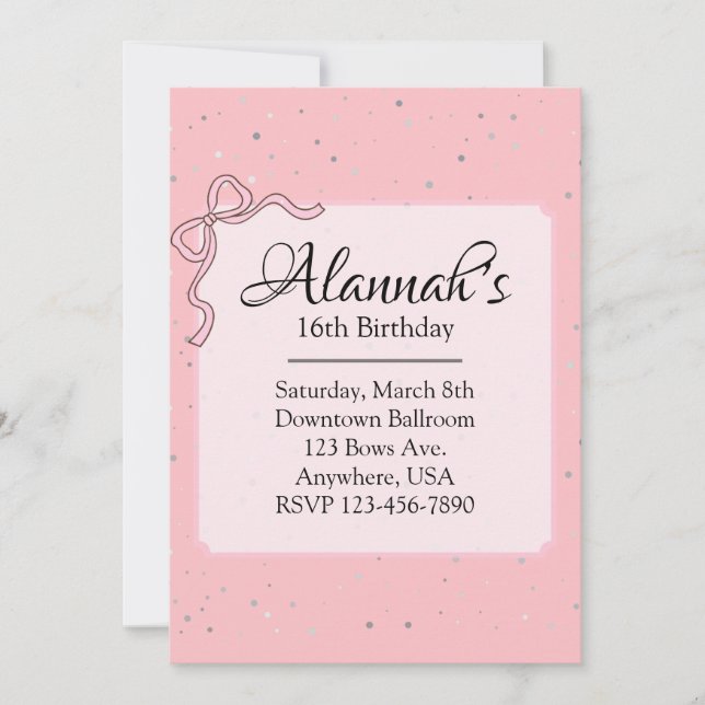 Convite de Aniversário Rosa (Frente)
