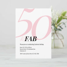 Convite de Aniversário Rosa 50 e Fabuloso