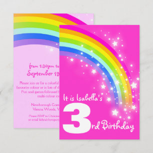 Convite de aniversário rosa aniversário de 3 ano