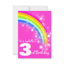 Convite de aniversário rosa aniversário de 3 anos