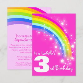 Convite de aniversário rosa aniversário de 3 anos