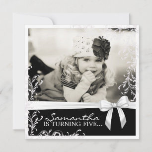 Convite de aniversário rosa bonito e preto