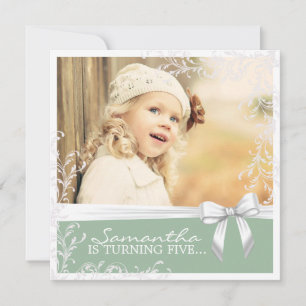 Convite de aniversário rosa Bonito e verde