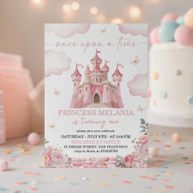 Convite de Aniversário Rosa Castelo Princesa