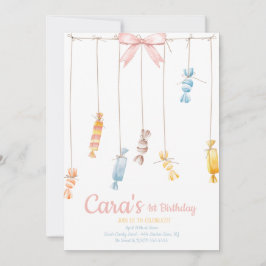 Convite de aniversário Rosa Cor-de-Rosa