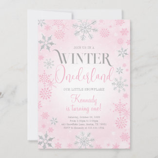 Convite de aniversário rosa da Holanda do inverno