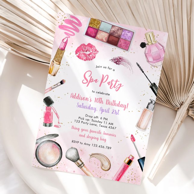 Convite de Aniversário Rosa de Spa para Meninas em (Criador carregado)