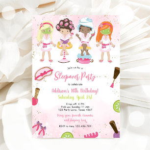 Convite de Aniversário Rosa de Spa para Meninas em
