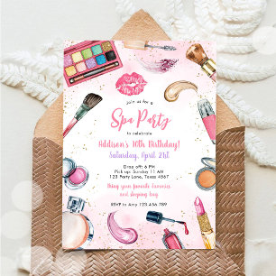 Convite de Aniversário Rosa de Spa para Meninas Fe