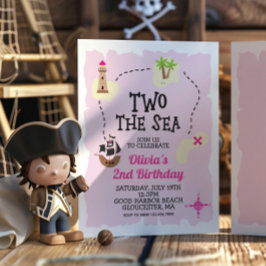 Convite de Aniversário Rosa Dois o Mar Pirata