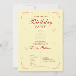 Convite de Aniversário Rosa Elegante
