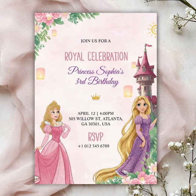 Convite de aniversário rosa elegante (Criador carregado)