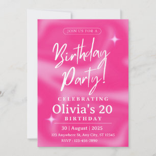 Convite de aniversário rosa Elegante Personalizáve