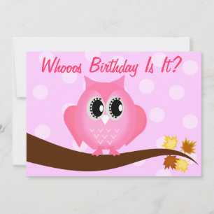 Convite de aniversário Rosa Hoot Owl
