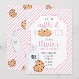 Convite de Aniversário Rosa Leite e Biscoitos para